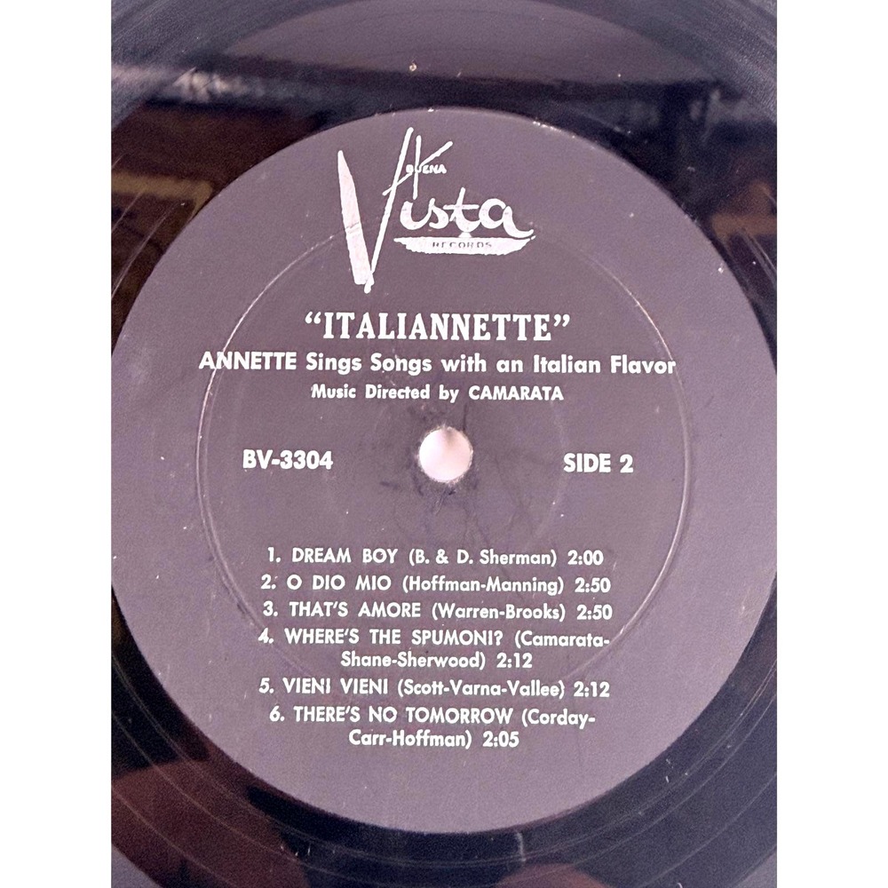 Annette Funicello Italiannette Vinyl LP Vista BV-3304 1960 Italian Flavor Record - Picture 7 of 8